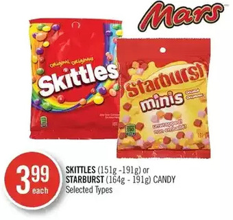 Shoppers Drug Mart Skittles or starburst candy offer