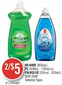 Shoppers Drug Mart No name, pc or palmolive dish soap offer