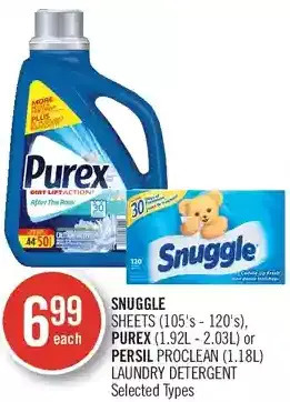 Shoppers Drug Mart Snuggle sheets, purex or persil proclean laundry detergent offer