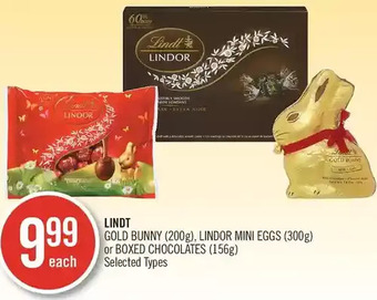 Shoppers Drug Mart Lindt gold bunny, lindor mini eggs or boxed chocolates offer