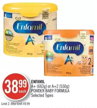 Shoppers Drug Mart Enfamil a+ or a+2 powder baby formula offer