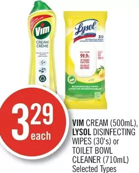 Shoppers Drug Mart Vim cream, lysol disinfecting wipes or toilet bowl cleaner offer