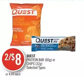 Shoppers Drug Mart Quest protein bar or chips offer