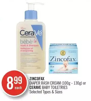 Shoppers Drug Mart Zincofax diaper rash cream or cerave baby toiletries offer