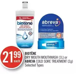 Shoppers Drug Mart Biotène dry mouth mouthwash or abreva cold sore treatment offer