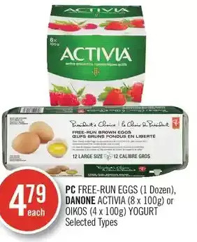 Shoppers Drug Mart Pc free-run eggs, danone activia or oikos yogurt offer