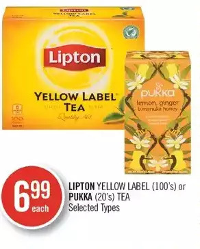 Shoppers Drug Mart Lipton yellow label or pukka tea offer