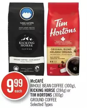 Shoppers Drug Mart Mccafé whole bean coffee, kicking horse or tim hortons ground coffee offer