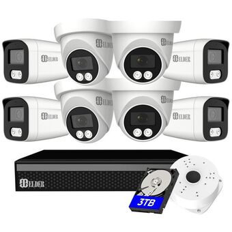 Best Buy 【2023 new】elder 4k security camera system spotlight, 8-camera 8ch dvr surveillance kit outdoor diy wired 3tb audio color nigh offer