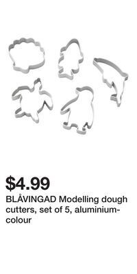 IKEA Blåvingad modelling dough cutters, set of 5, aluminium-colour offer
