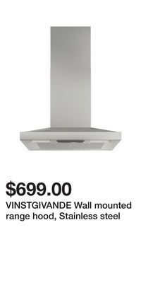 IKEA Vinstgivande wall mounted range hood, stainless steel offer