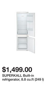 IKEA Superkall built-in refrigerator, 8.8 cu.ft (249 l) offer