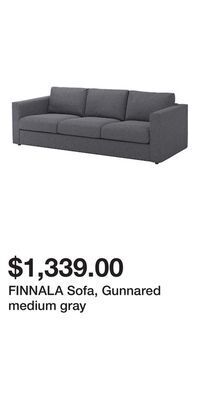 IKEA Finnala sofa, gunnared medium gray offer