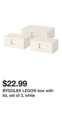 IKEA Bygglek lego® box with lid, set of 3, white offer