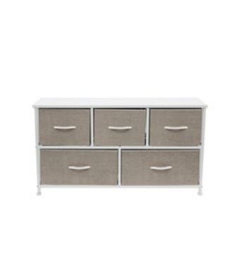 Beddington's 5 drawer fabric cabinet taupe/white offer