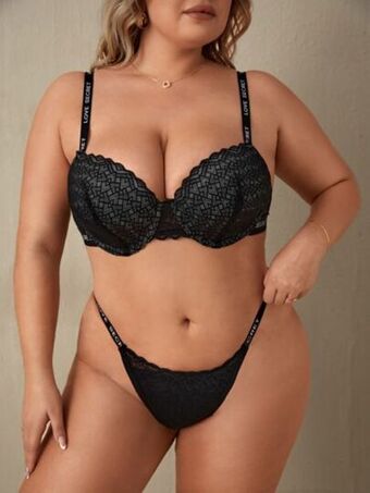 SheIn Plus floral lace underwire lingerie set offer