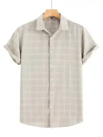 SheIn Men plaid button up shirt offer