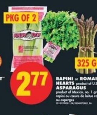 No Frills Rapino asparagus pkg of 2 offer