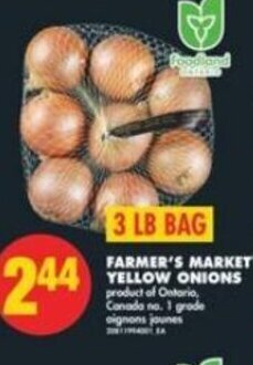 No Frills Farmer's market yellow onions 3lb bag offer