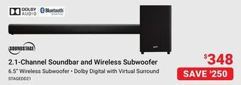 Visions Electronics Soundstage 2.1-channel soundbar and wireless subwoofer offer