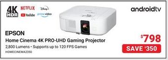 Visions Electronics Epson home cinema 4k pro-uhd gaming projector offer