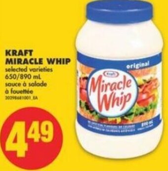 No Frills Kraft Miracle Whip 650/890 ml offer