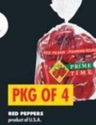 No Frills Red Peppers Pkg of 4 offer