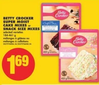 No Frills Betty Crocker Super Moist Cake Mixes or Snack Size Mixes 184-461 g offer
