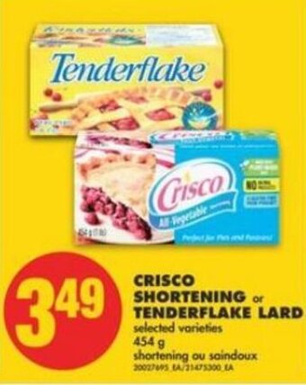 No Frills Crisco Shortening or Tenderflake Lard 454 g offer