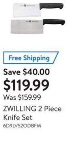 Walmart Zwilling 2 Piece Knife Set 6D9LV52ODBF, offer