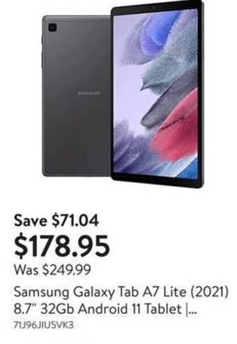 Walmart Samsung Galaxy Tab A7 Lite (2021) 8.7" 32Gb Android 11 Tablet 71J96JIU5VK3 offer