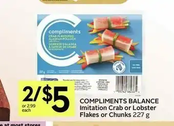 IGA Compliments Balance Imitation Crab or Lobster Flakes or Chunks offer