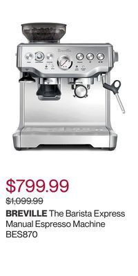 Hudson's Bay The barista express manual espresso machine bes870 offer