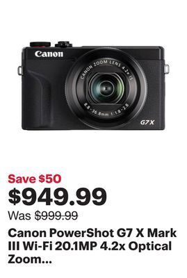 Best Buy Canon powershot g7 x mark iii wi-fi 20.1mp 4.2x optical zoom digital camera - black offer