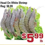 Top Food Supermarket Head on white shrimp offer