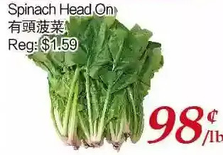 Tone Tai Supermarket Spinach head on offer