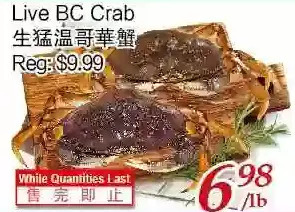 Tone Tai Supermarket Live bc crab offer