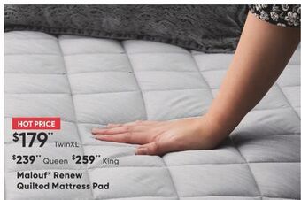 Sleep Country Malouf® renew quilted mattress pad offer