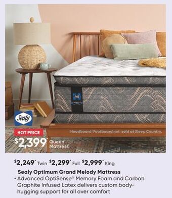 Sleep Country Sealy optimum grand melody mattress offer