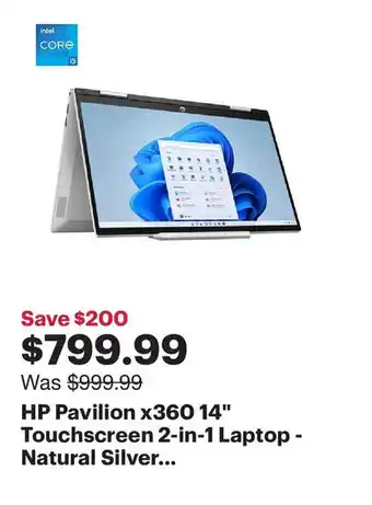 Best Buy HP pavilion x360 14" touchscreen 2-in-1 laptop- natural silver offer