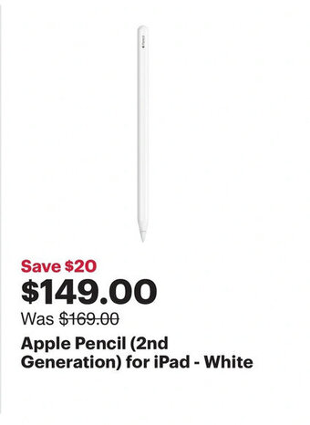Best Buy Apple pencil (2nd generation) for ipad- white offer