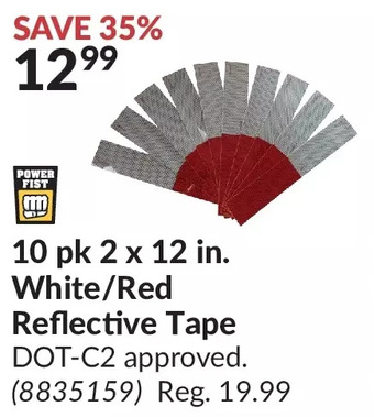 Princess Auto 10 pk 2 x 12 in. white/red reflective tape offer
