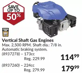 Princess Auto Power fist vertical shaft gas engines offer