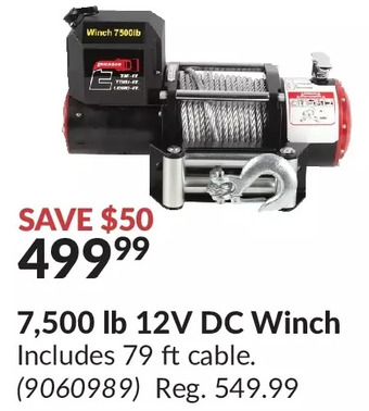 Princess Auto 7,500 lb 12v dc winch offer