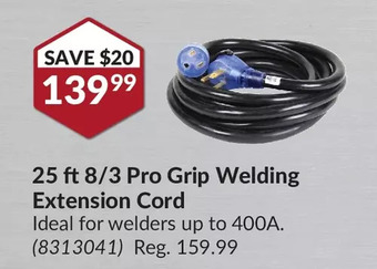 Princess Auto 25 ft 8/3 pro grip welding extension cord offer