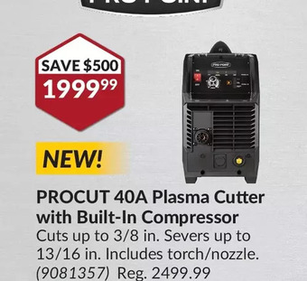 Princess Auto Procut 40a plasma cutter with built-in compressor offer