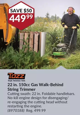 Princess Auto 22 in. 150cc gas walk-behind string trimmer offer