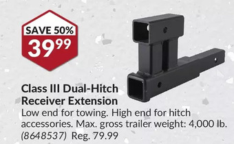Princess Auto Power fist class iii dual-hitch receiver extension offer