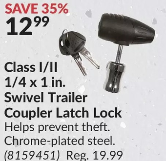 Princess Auto Class i/ii 1/4 x 1 in. swivel trailer coupler latch lock offer
