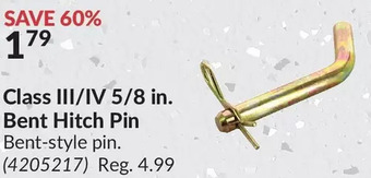 Princess Auto Class iii/iv 5/8 in. bent hitch pin offer